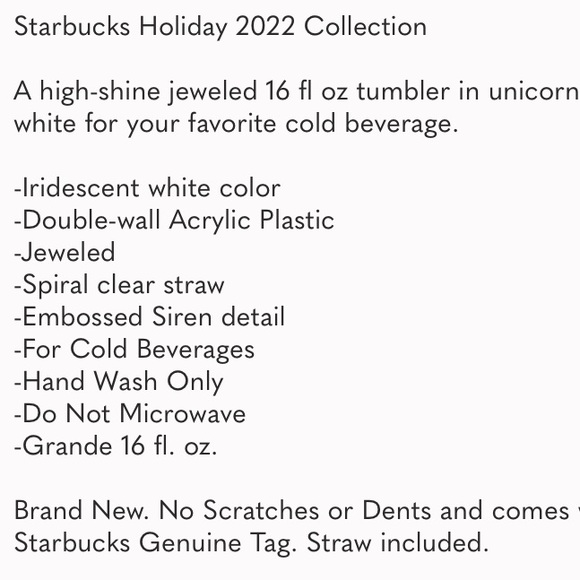 Starbucks Unicorn Jeweled Diamond Bling Tumbler HTF 2022 Grande 16 oz. NWT - Picture 6 of 12